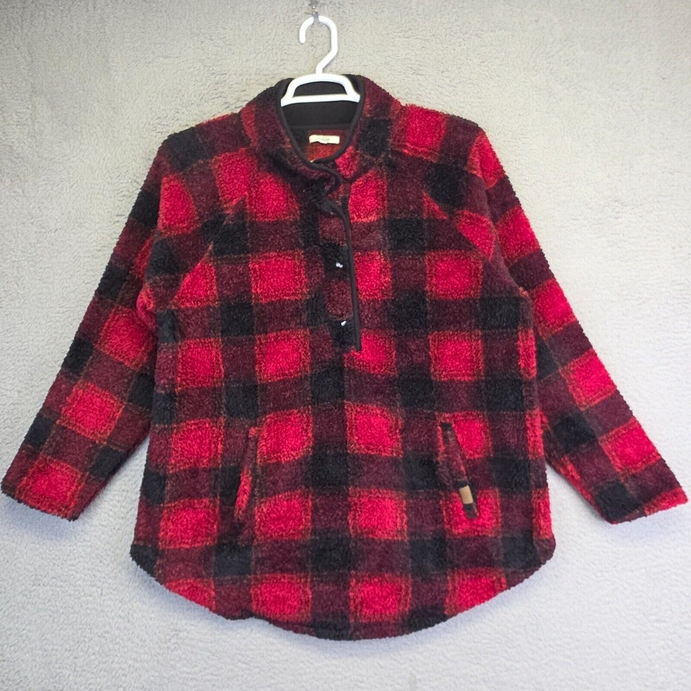 Maurice Fuzzy Sweater Womens 2XL Buffalo Plaid Pullover Cozy Faux Fur Sherpa‎